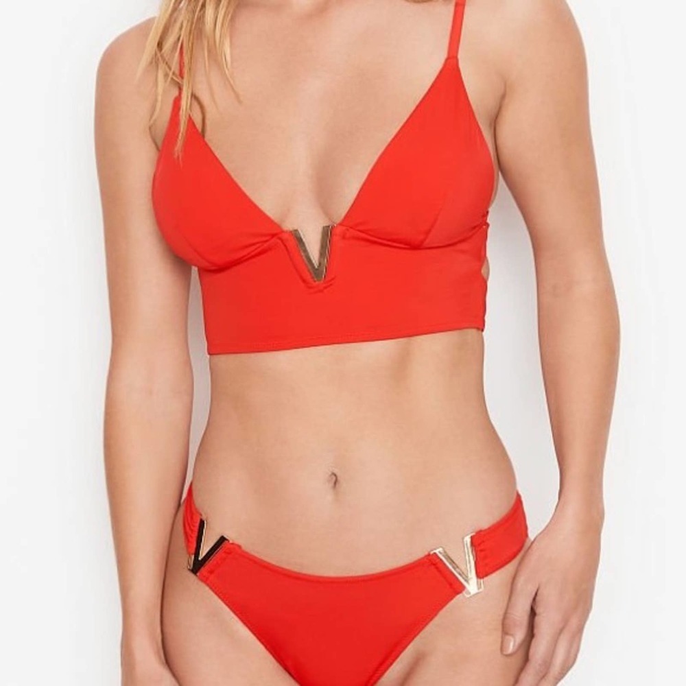 Victoria's Secret Red V-Bar Longline Bikini